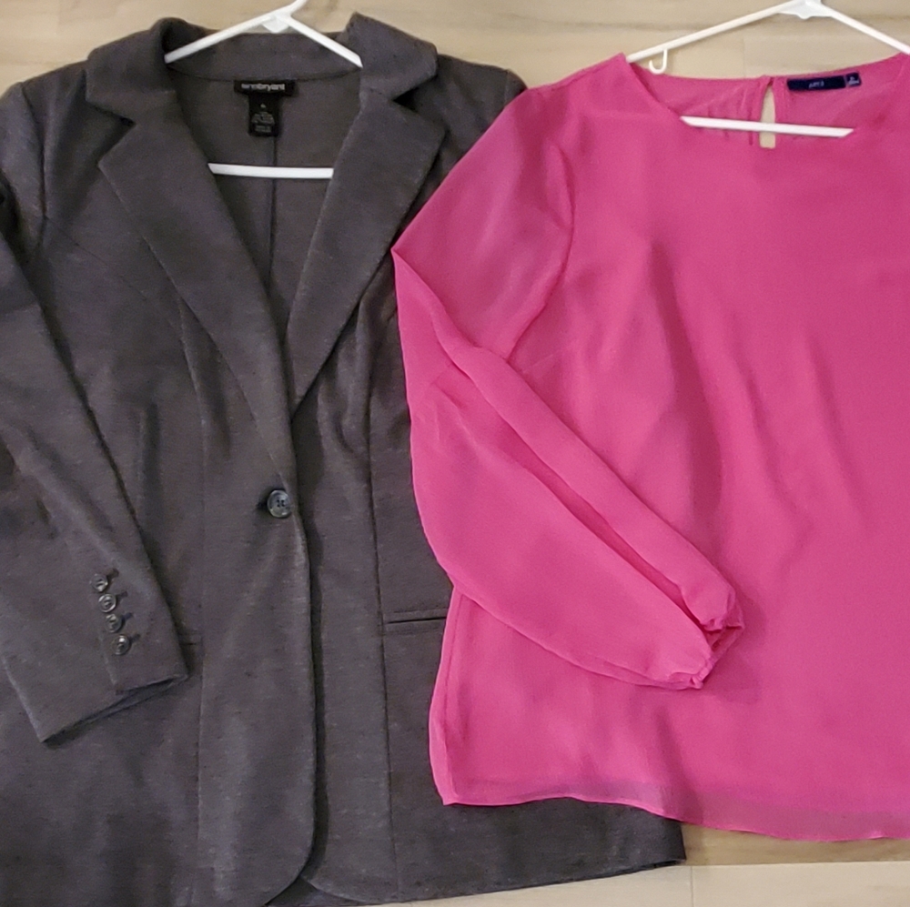 SET OF 2. LANE BRYANT BLAZER AND PINK CAREER TOP. SZ 16 XL